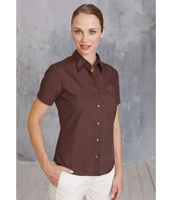 JUDITH - LADIES' SHORT SLEEVE EASY CARE POLYCOTTON POPLIN SHIRT