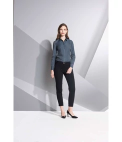 BARNET WOMEN LONG SLEEVE HEATHER POPLIN SHIRT
